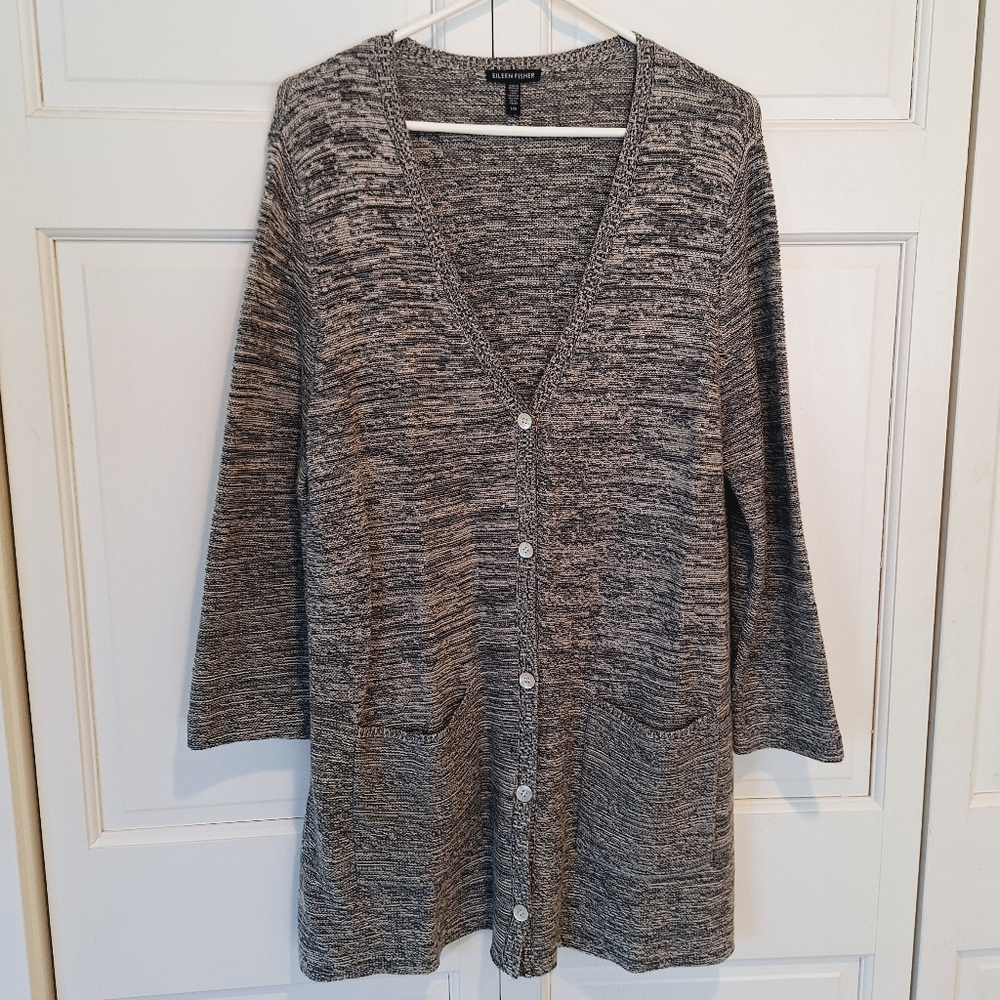 Eileen Fisher long button-down cardigan